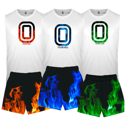 OT Flames Shirt - Flames Shorts- Custom Press