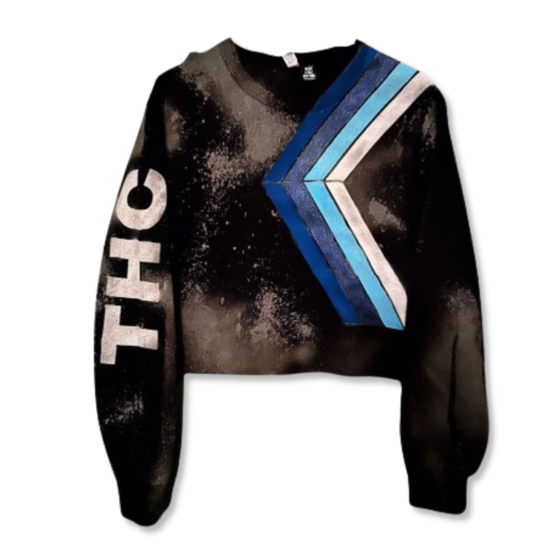 Black Ombre Angle Camp Sweatshirt with Blue design