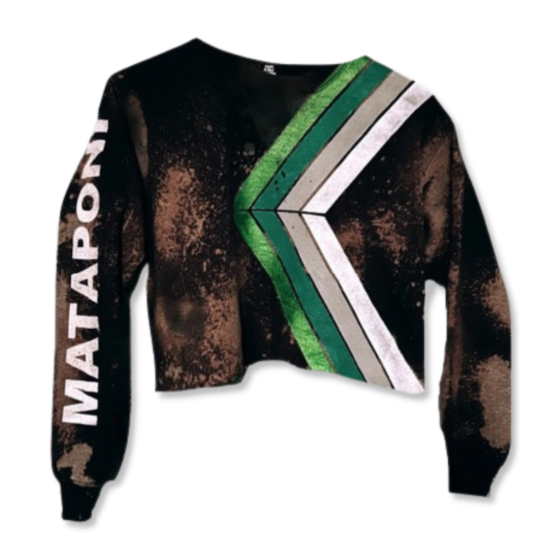 Black Ombre Angle Camp Sweatshirt with Green design