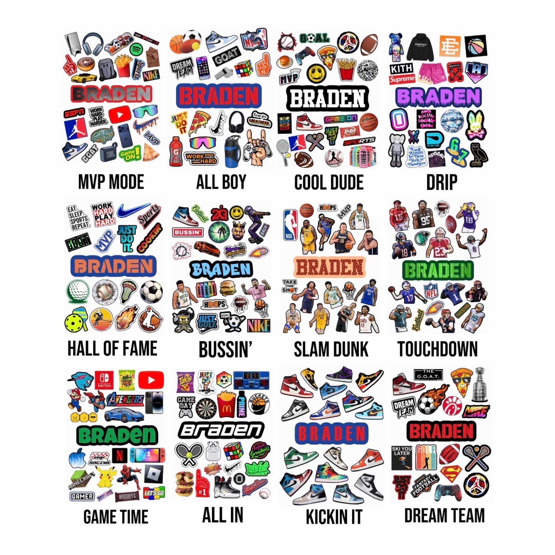 Boys Personalized Sticker Sheet CRD 2025