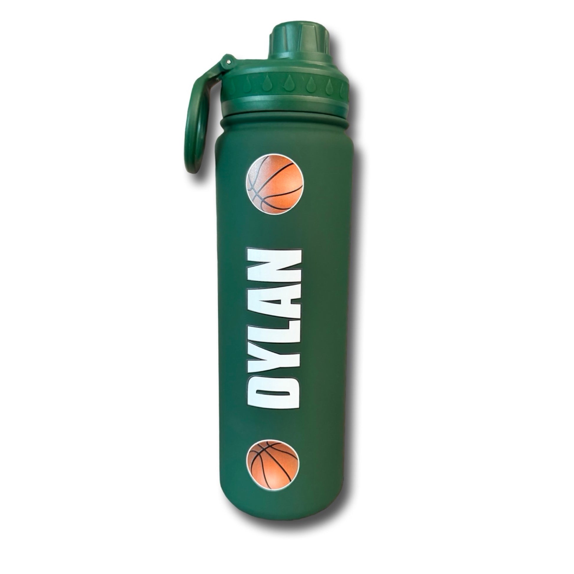 Drew Water Bottle - Green with Basketballs - Sale -eady to Ship - R2S