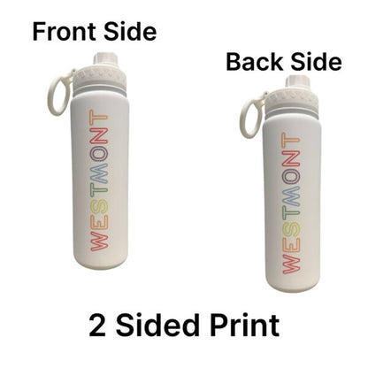Westmont (2 Sided Print) Rainbow Neon White Water Bottle
