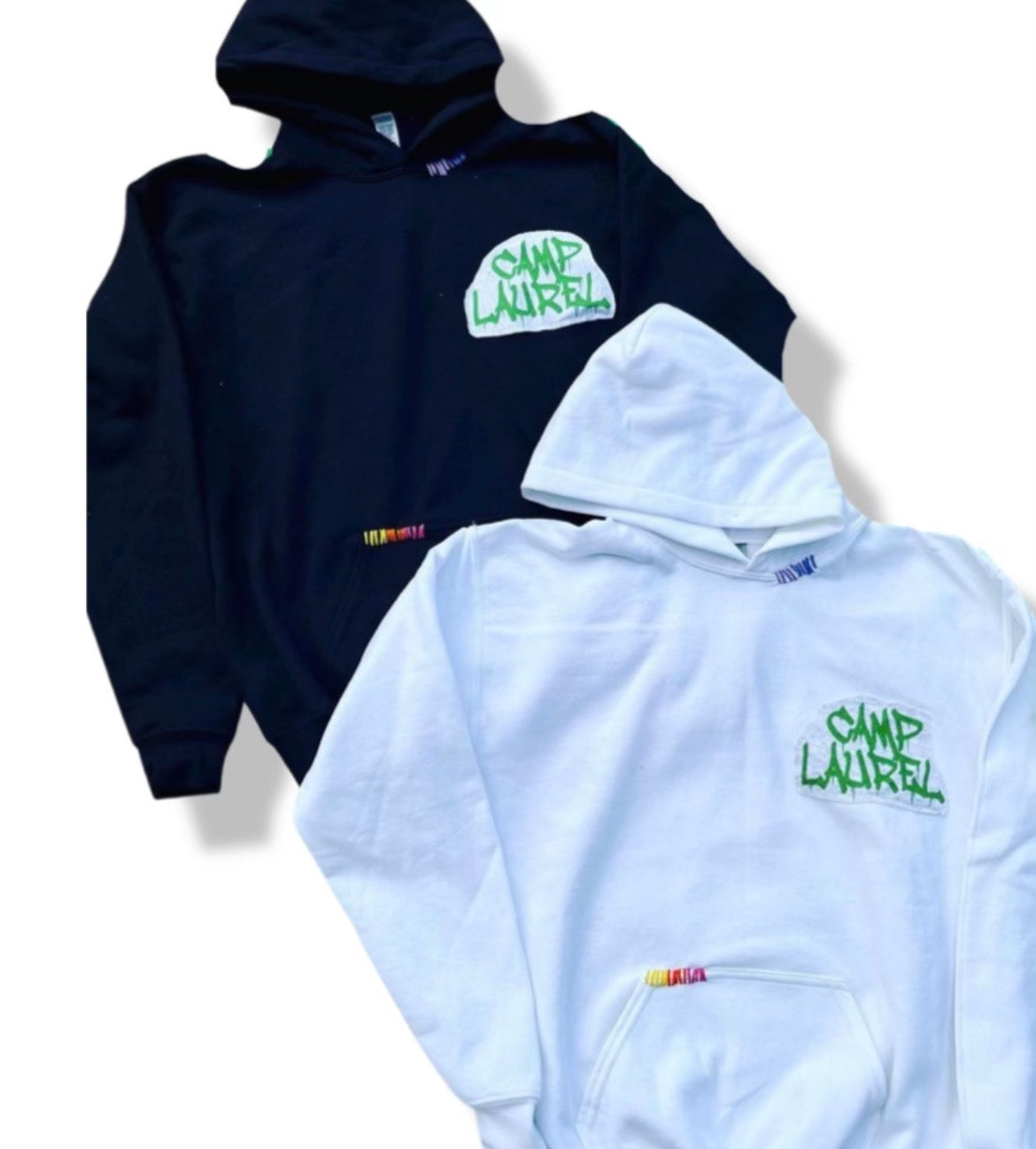 Graffiti Patch Camp Hoodie Black and White Laurel