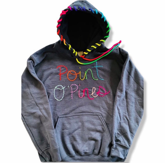 Hand Stitch Rainbow Camp Hoodie Point O’Pines