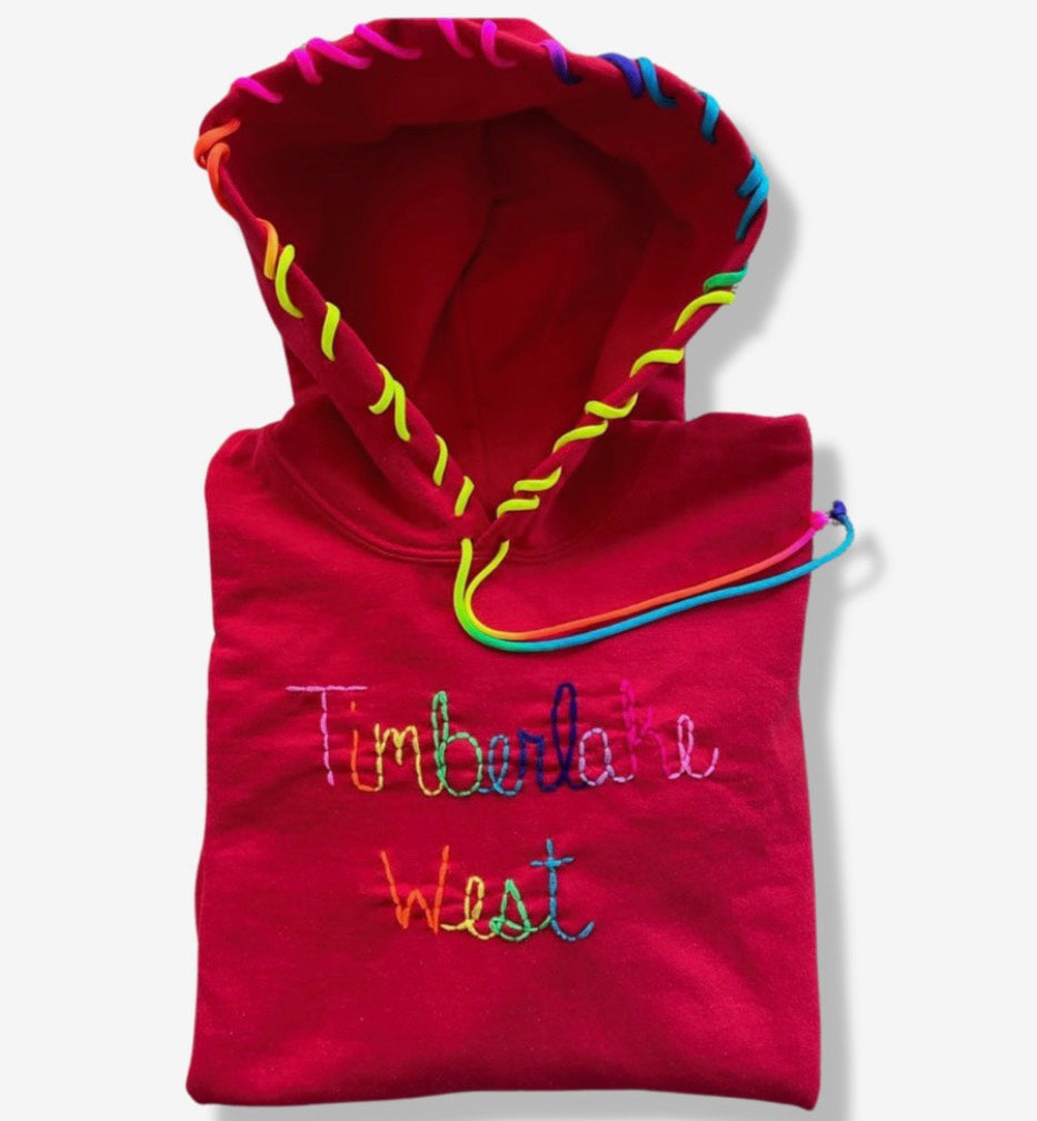 Hand Stitch Rainbow Camp Hoodie Timber Lake West