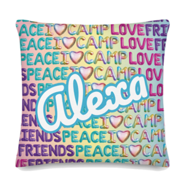 I Love Camp Balloon Throw Pillow Personalized