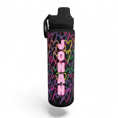 Rainbow Heart Sketch Wrap Water Bottle