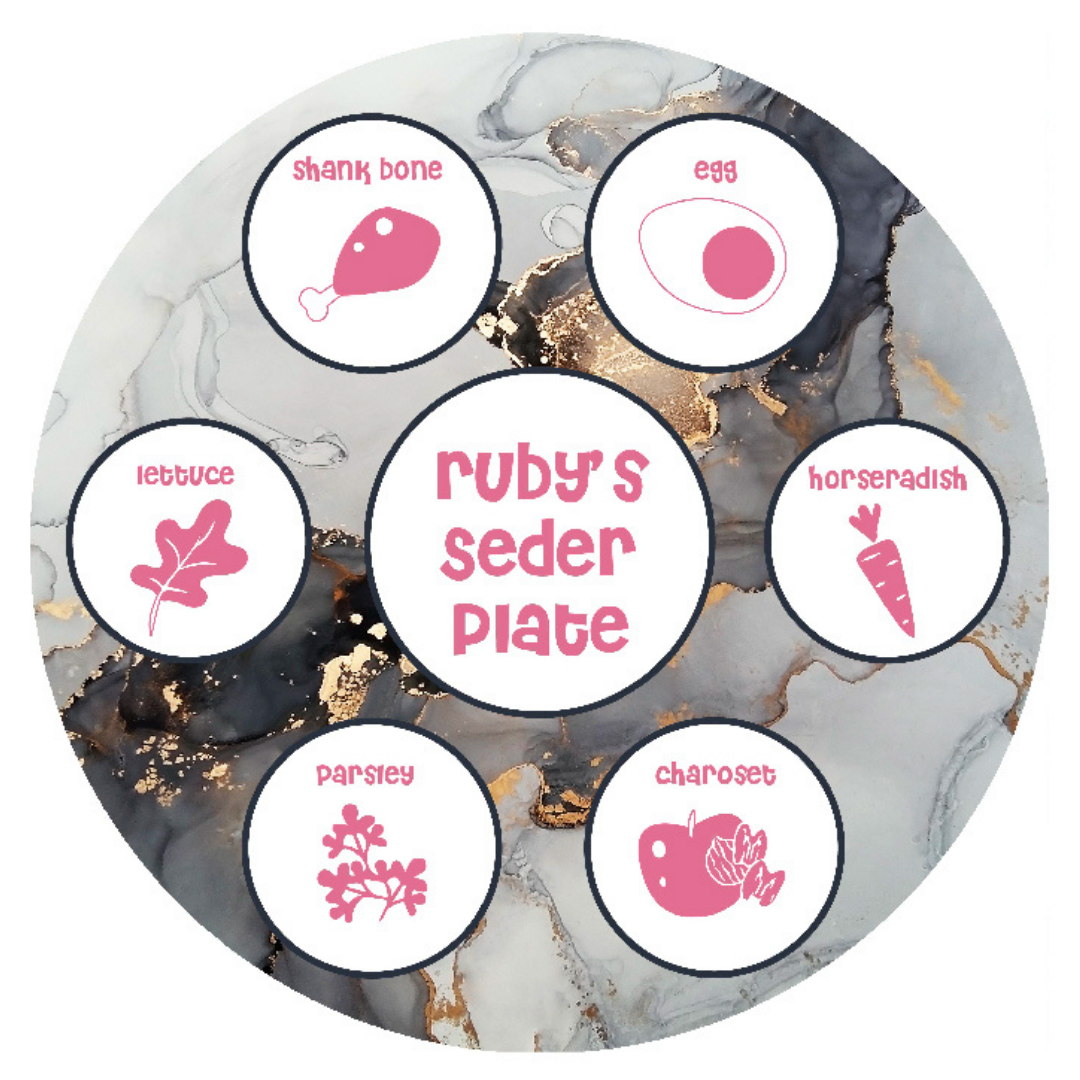 Kids Seder Plate SE 1 Black Gold Marble