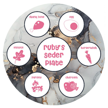 Kids Seder Plate SE 1 Black Gold Marble
