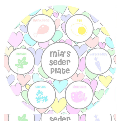 Kids Seder Plate SE 5 Pastel Hearts