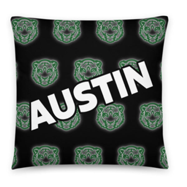 Neon Lights Camp Pillow Personalized in Block