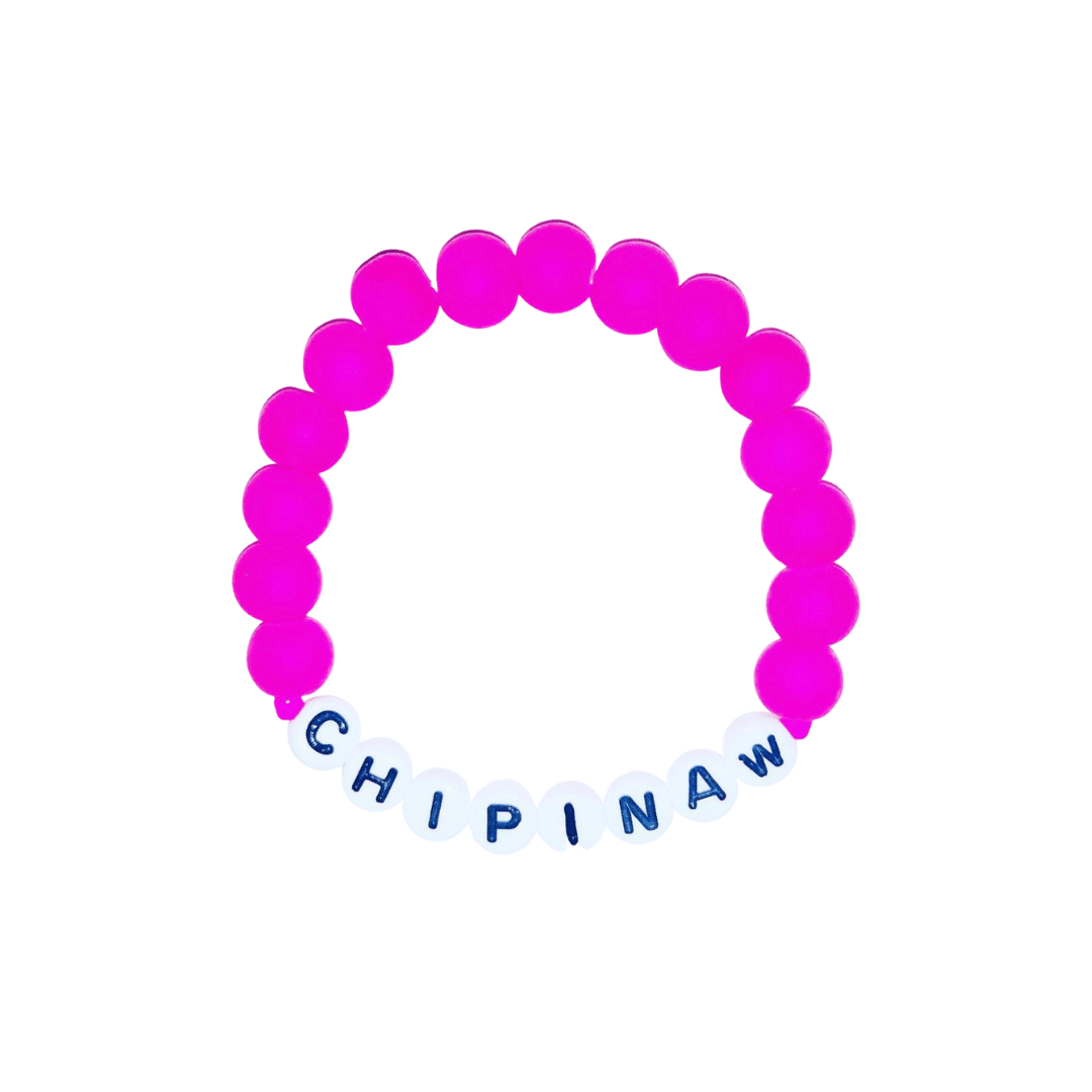 Neon Pink Round Name Bracelet