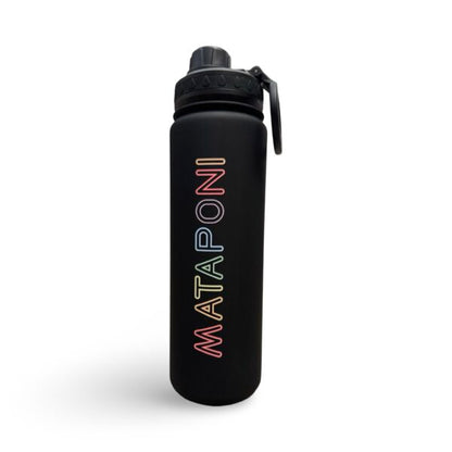 Olivia & Mataponi (2 Sided) Rainbow Black Water Bottle
