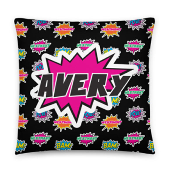 POW! Hot Pink Personalized Camp Pillow