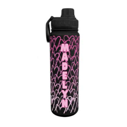 Gradient Heart Sketch Wrap Water Bottle