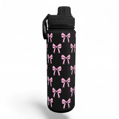 Pink Clip Art Bows Wrap Water Bottle