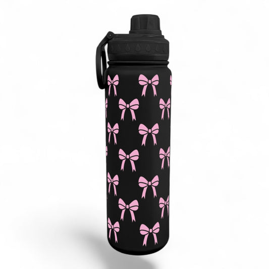 Pink Clip Art Bows Wrap Water Bottle