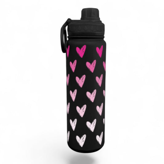 Pink Hearts Wrap Water Bottle