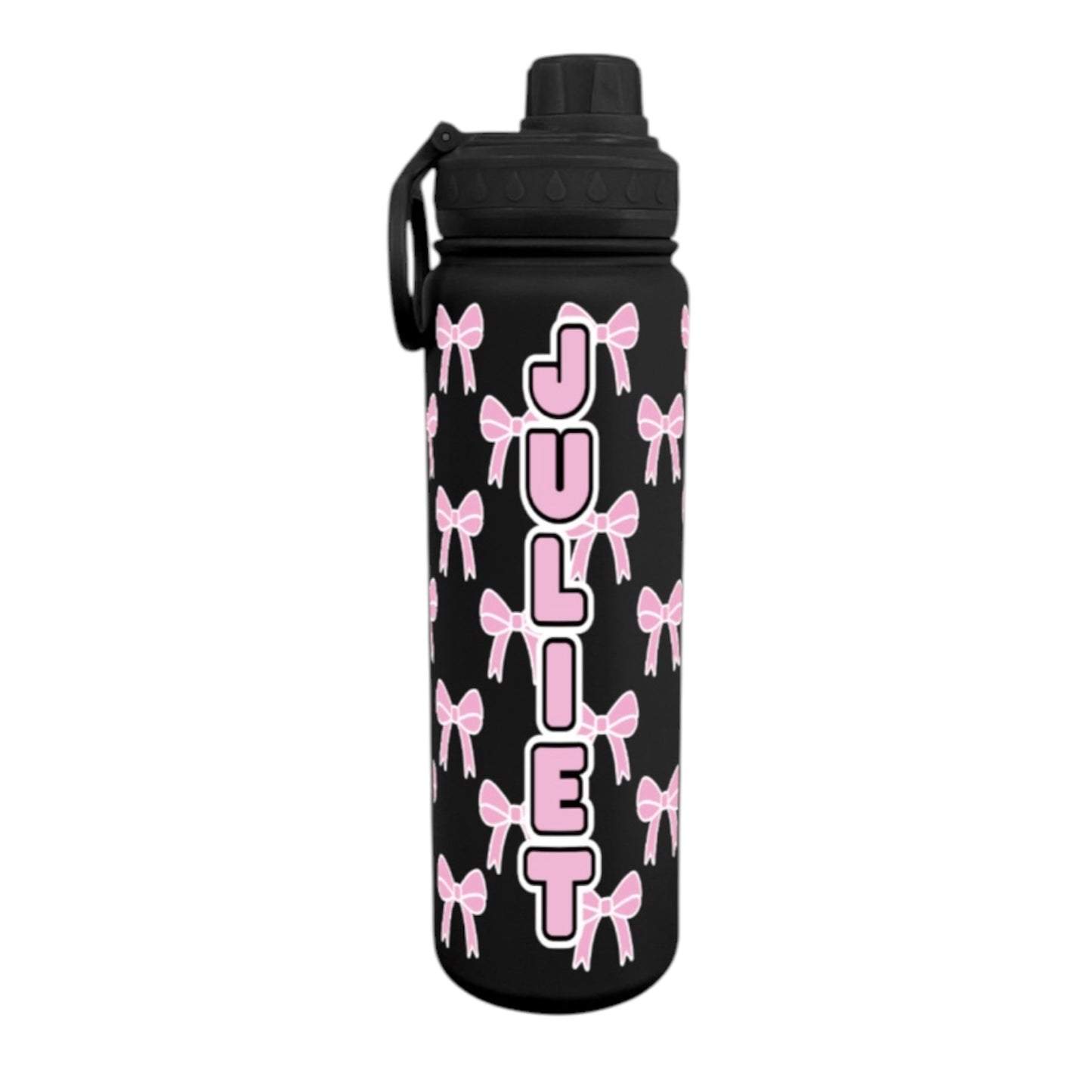 Pink Clip Art Bows Wrap Water Bottle