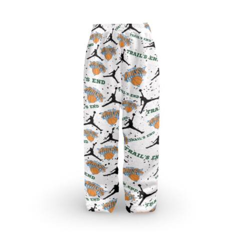 Fuzzy Sports & Camp Logos White Pajama Pants with Splatter