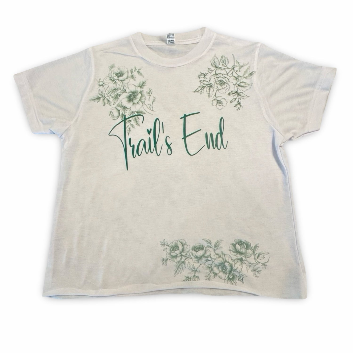 Trail's End Floral Toile White T-Shirt - YM - Sale - Ready to Ship - R2S