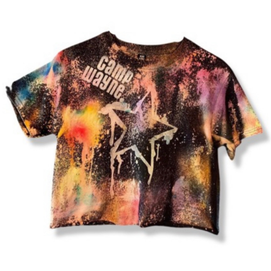 Black Reverse Tie Dye Drippy Star Camp Shirt