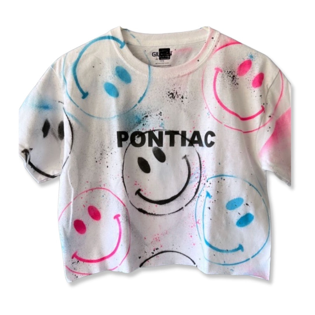 White Hand Painted Camp Smiles Shirt