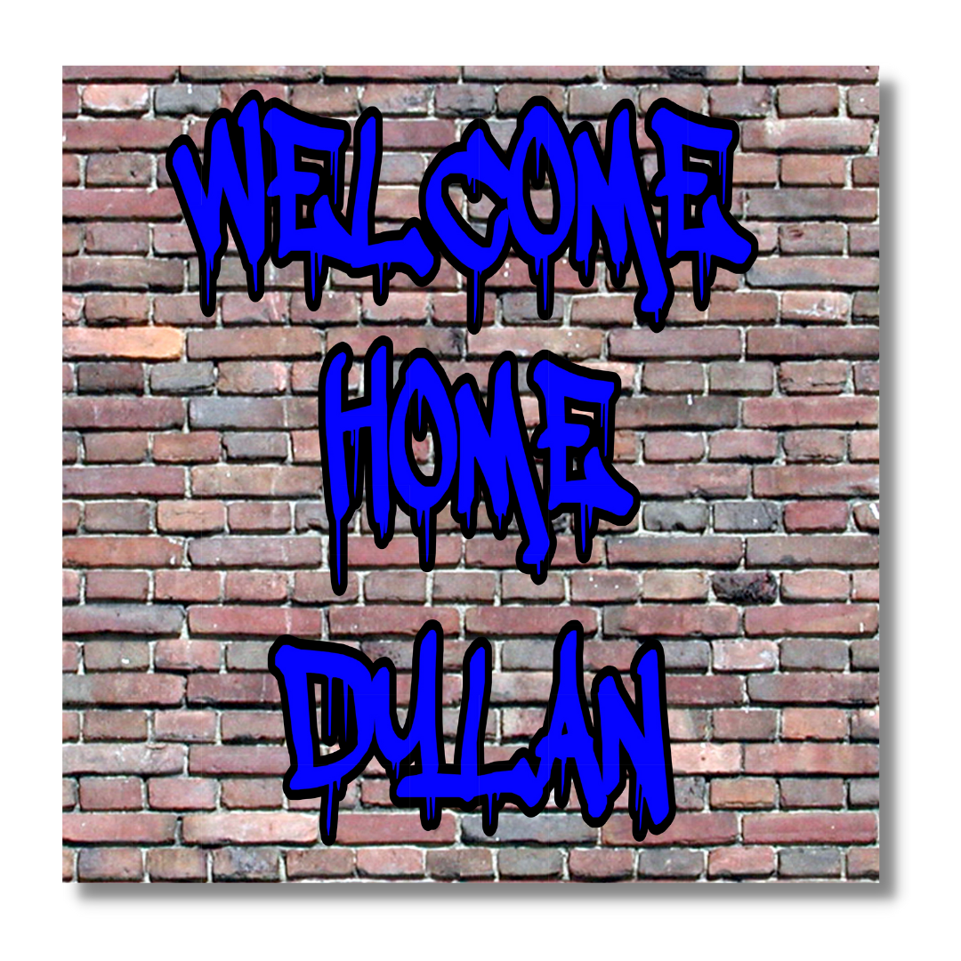 Welcome Home Decal - 12" x 18" Brick Wall Graffiti (#2)
