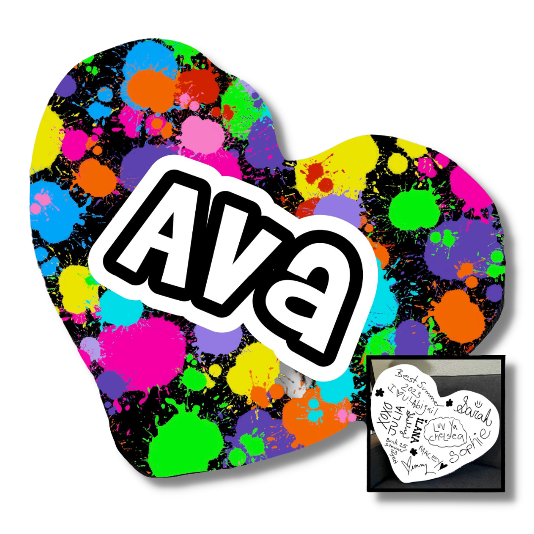 Personalized Autograph Camp Pillow_heart