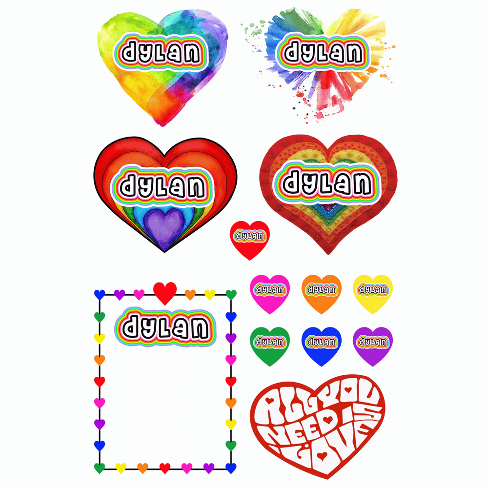 Cling It Sheet - CI 52P Rainbow Hearts