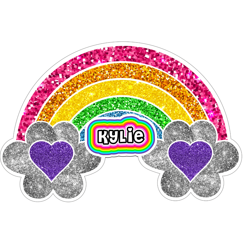 Cling It Cut Out - Rainbow Glitter Heart