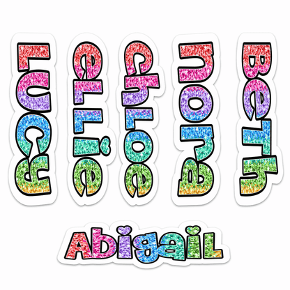 Cling It Word in Rainbow Glitter