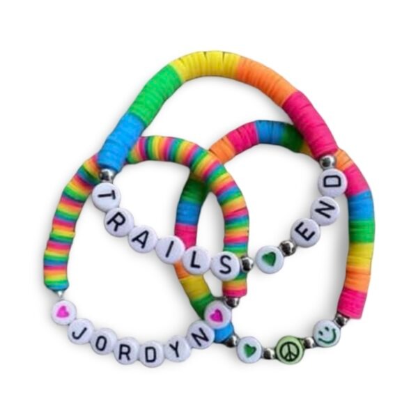 Rainbow Neon Disc Camp Bracelet Stack (Set of 3)