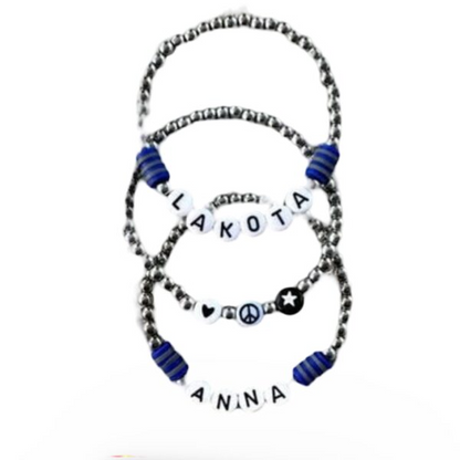 Gold or Silver Bead Traditional Camp Color Bracelet Stack (Set of 3)