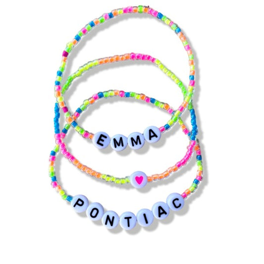 Neon Rainbow Seed Bead Bracelet Stack – (Set of 3)