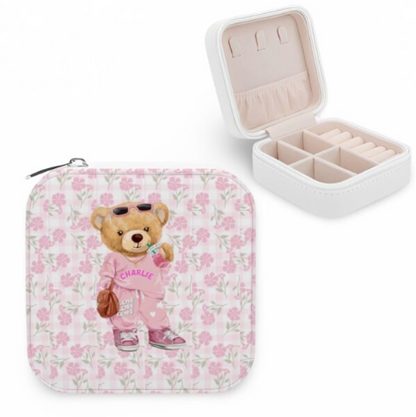 Travel Size Jewelry Box – Bear & Flowers