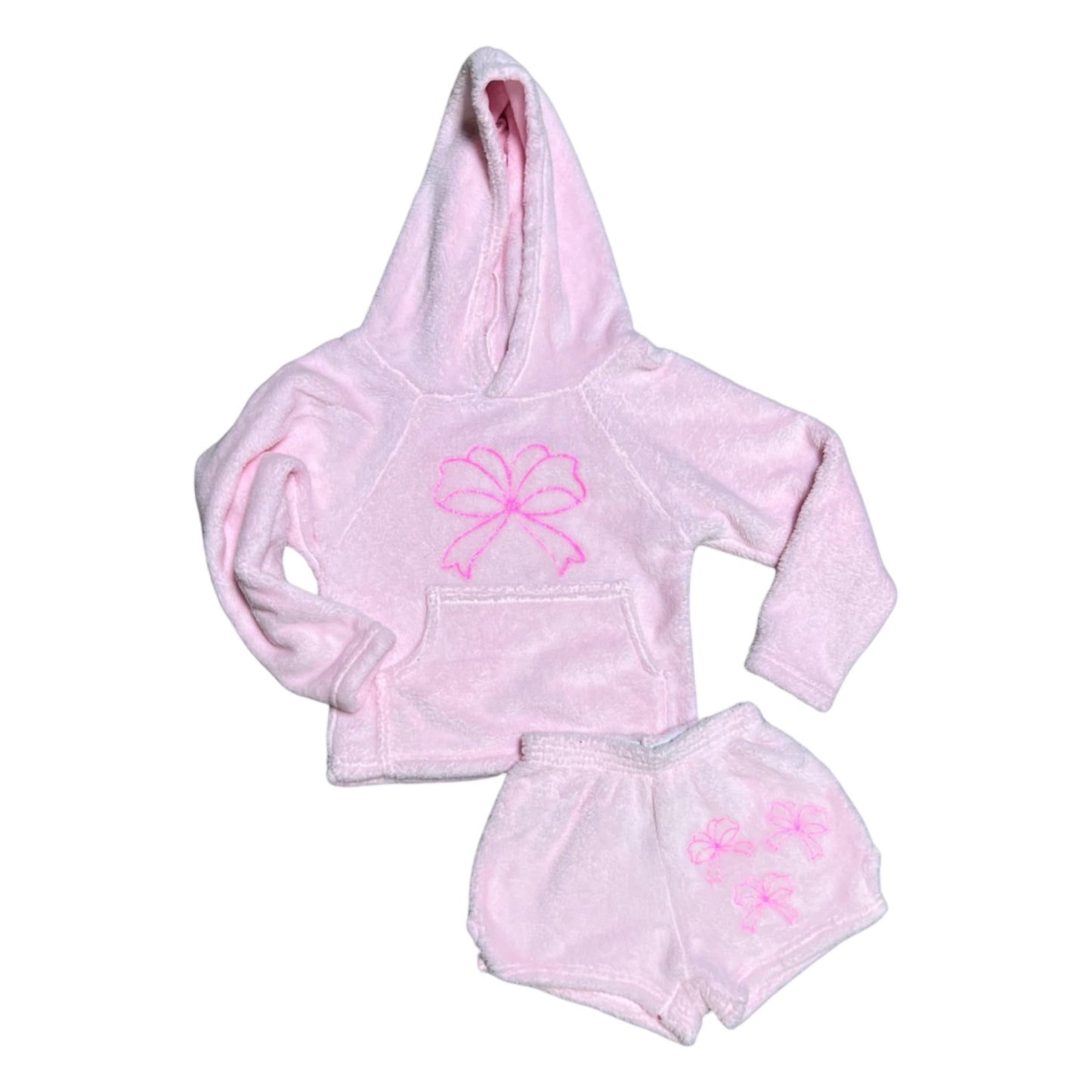 Set - Pajama Shorts - Sweatshirt with Camp Name and Bows - Made Love &amp; Kisses