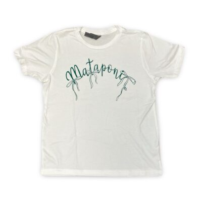 Mataponi Cursive & Bows White Tee – Youth Medium