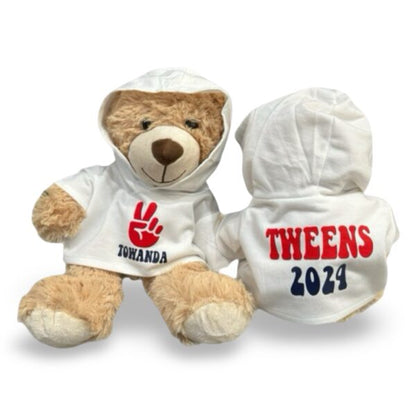 Custom Camp Teddy Bear in a Hoodie