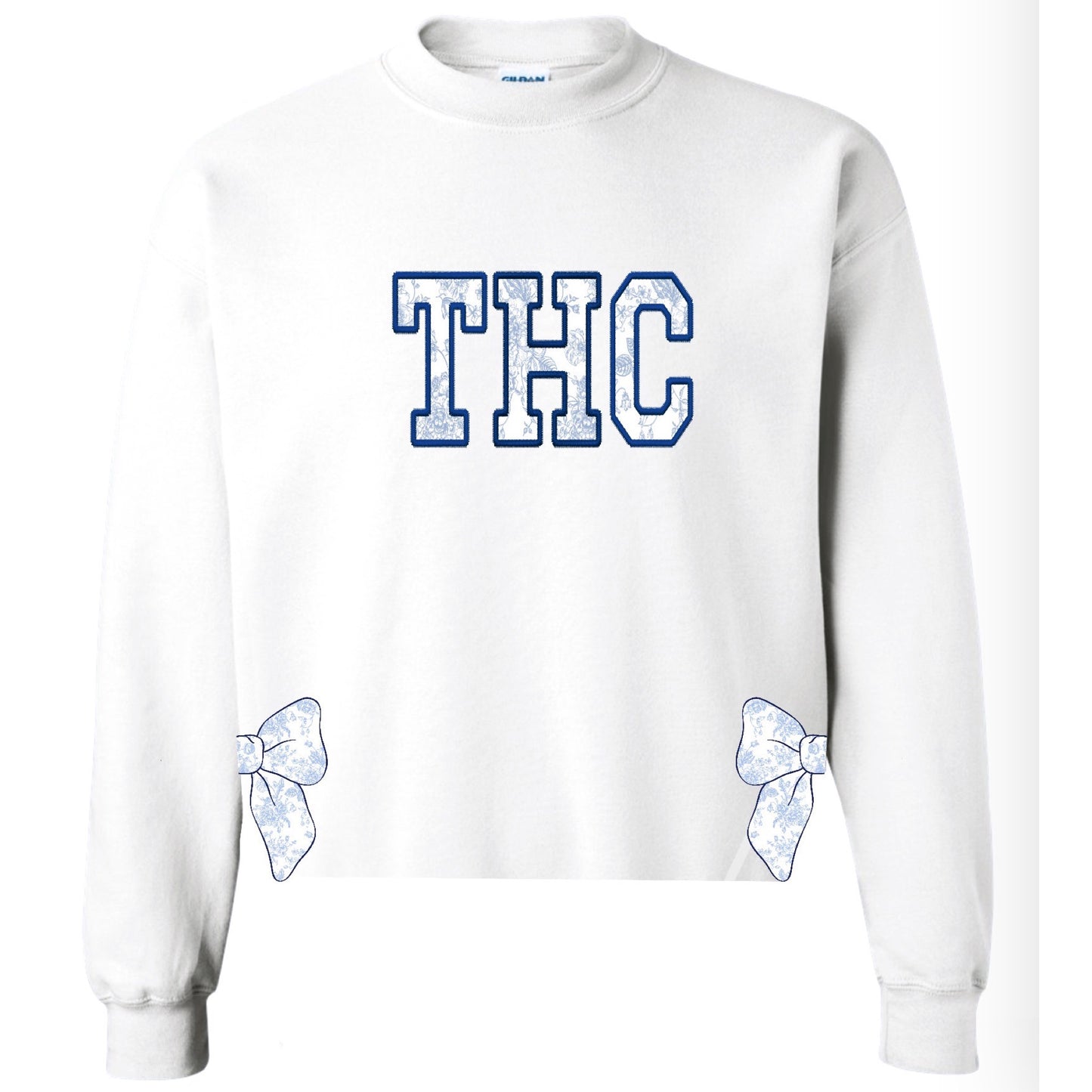 Toile Bows with Side Cuts Crewneck - Custom Press