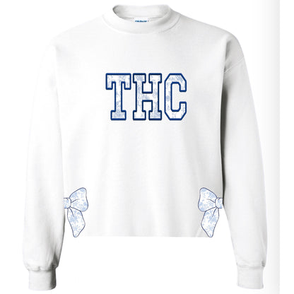 Toile Bows with Side Cuts Crewneck - Custom Press