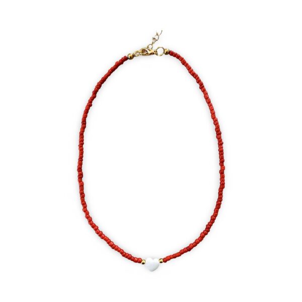 Pearl Heart Camp Color Seed Bead Necklace