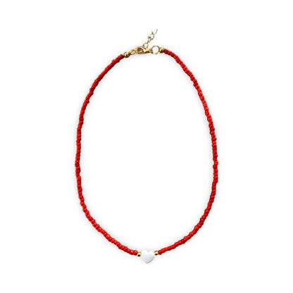 Pearl Heart Camp Color Seed Bead Necklace