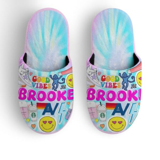 Preppy Girl Fuzzy Slippers