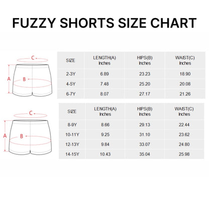 Create'D Fuzzy shorts size chart (2026)