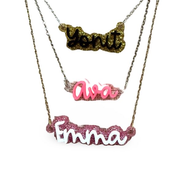 Double Layer Acrylic Name Plate Necklace