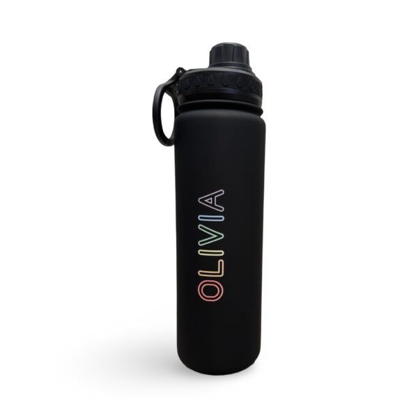 Olivia & Mataponi (2 Sided) Rainbow Black Water Bottle
