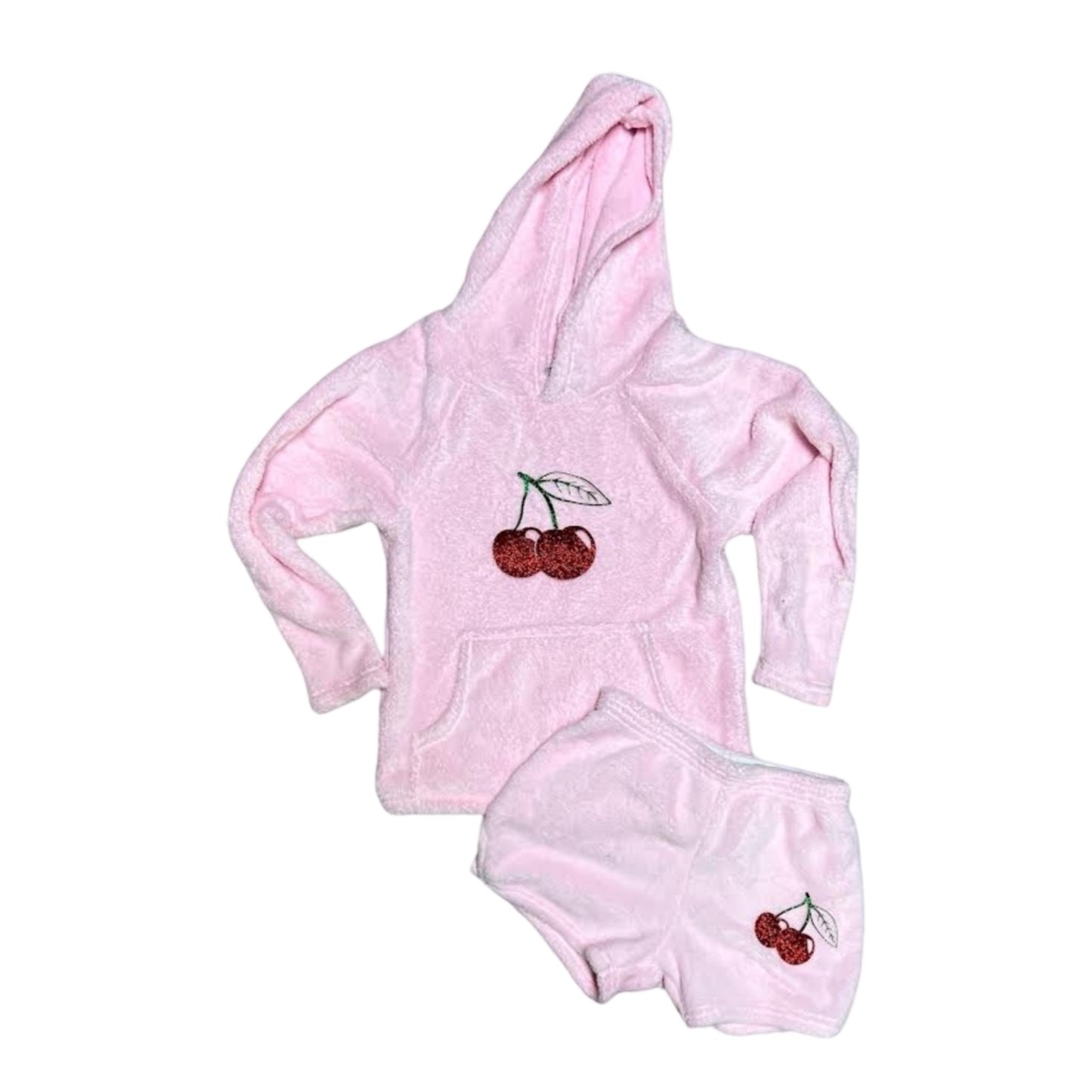 Set - Pajama Shorts - Sweatshirt with Camp Name and Cherries - Made Love &amp; Kisses
