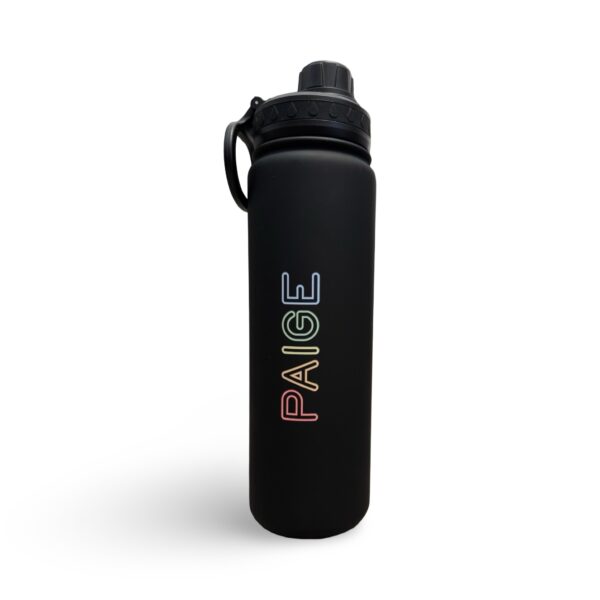 Paige & Mataponi (2 Sided) Rainbow Black Water Bottle