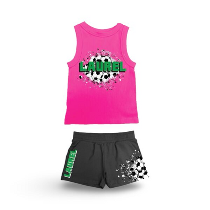 Girl’s Distressed Soccer Splatter Suzette Tank Top (Youth)